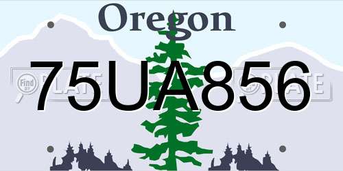 75UA856 Oregon License Plate