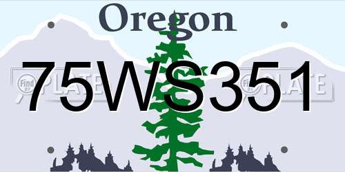 75WS351 Oregon License Plate