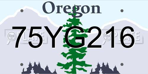 75YG216 Oregon License Plate