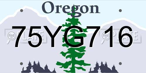 75YG716 Oregon License Plate