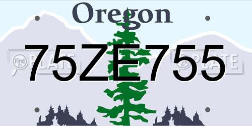 75ZE755 Oregon License Plate