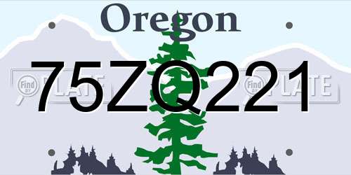 75ZQ221 Oregon License Plate