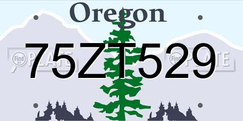 75ZT529 Oregon License Plate