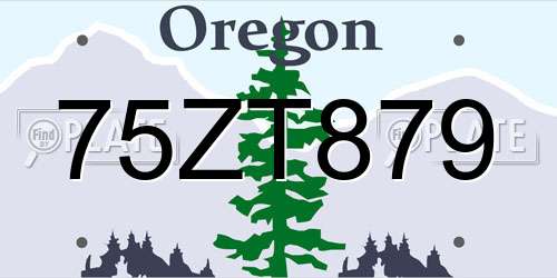 75ZT879 Oregon License Plate