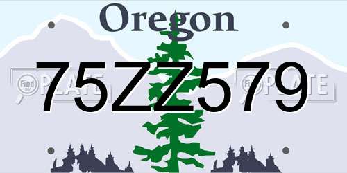 75ZZ579 Oregon License Plate