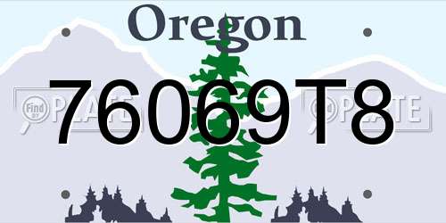 76069T8 Oregon License Plate