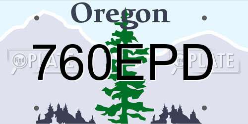 760EPD Oregon License Plate