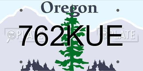 762KUE Oregon License Plate