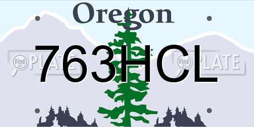 763HCL Oregon License Plate