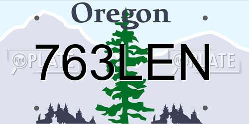 763LEN Oregon License Plate