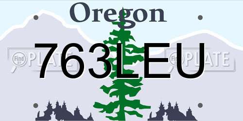763LEU Oregon License Plate
