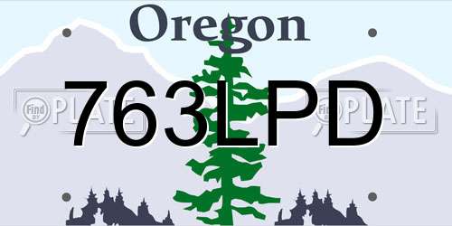 763LPD Oregon License Plate