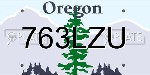 763LZU Oregon License Plate
