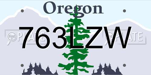 763LZW Oregon License Plate
