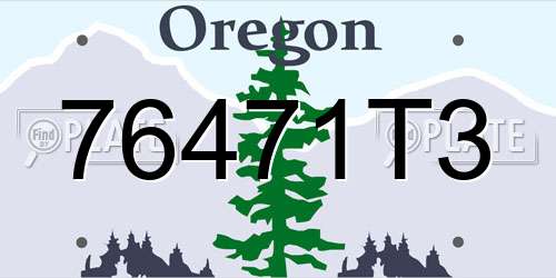 76471T3 Oregon License Plate