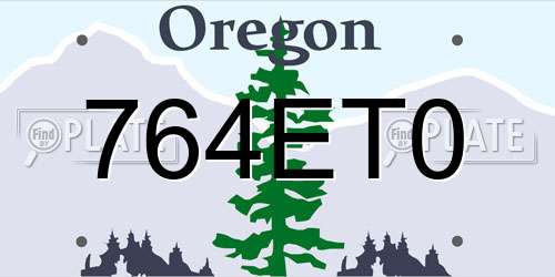 764ET0 Oregon License Plate