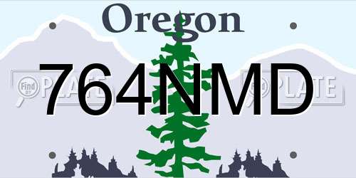 764NMD Oregon License Plate