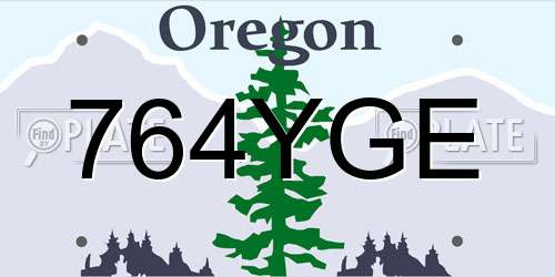 764YGE Oregon License Plate
