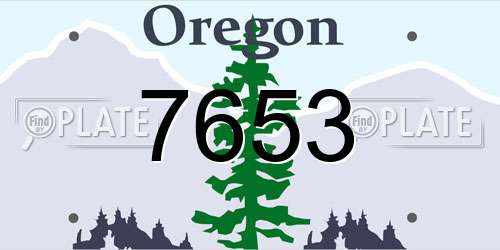 7653 Oregon License Plate