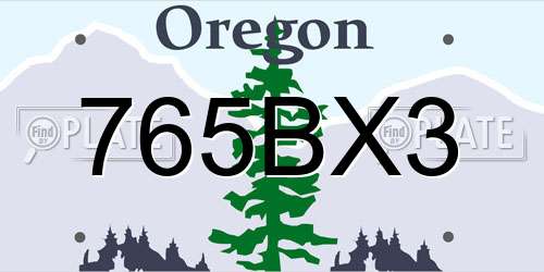 765BX3 Oregon License Plate
