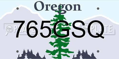 765GSQ Oregon License Plate