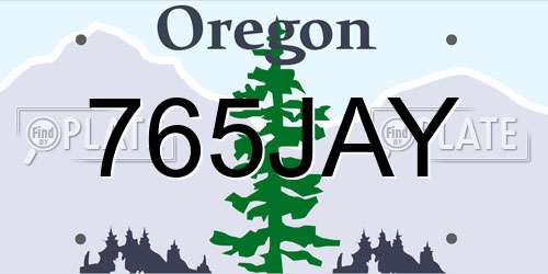 765JAY Oregon License Plate