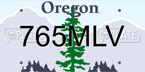765MLV Oregon License Plate