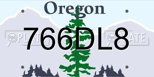 766DL8 Oregon License Plate