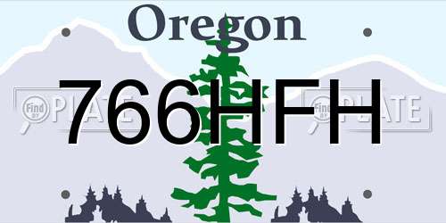 766HFH Oregon License Plate