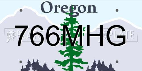 766MHG Oregon License Plate
