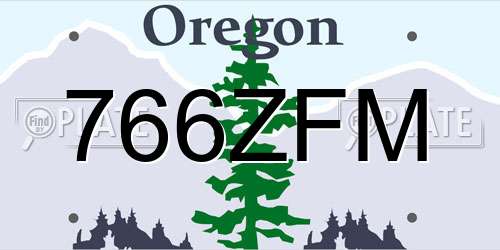 766ZFM Oregon License Plate