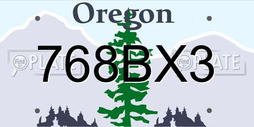 768BX3 Oregon License Plate