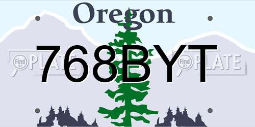 768BYT Oregon License Plate