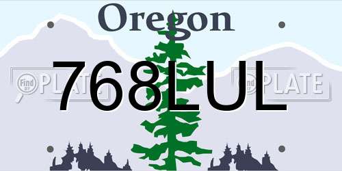 768LUL Oregon License Plate