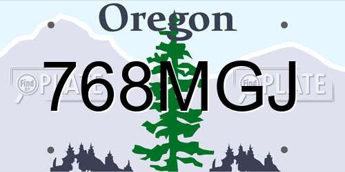 768MGJ Oregon License Plate
