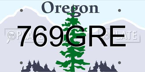 769GRE Oregon License Plate