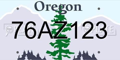 76AZ123 Oregon License Plate