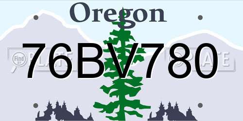 76BV780 Oregon License Plate