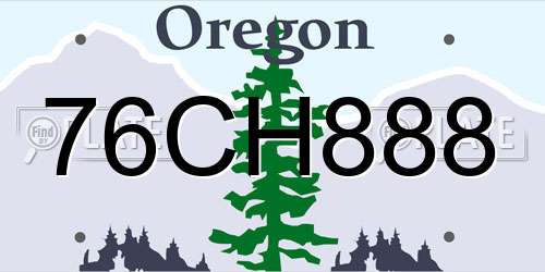 76CH888 Oregon License Plate