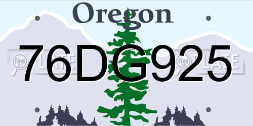 76DG925 Oregon License Plate