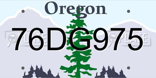 76DG975 Oregon License Plate