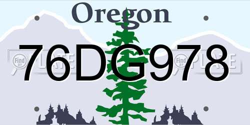 76DG978 Oregon License Plate