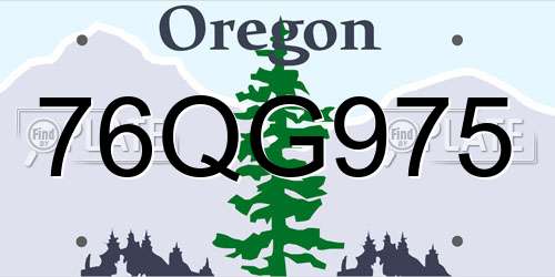 76QG975 Oregon License Plate