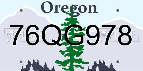 76QG978 Oregon License Plate