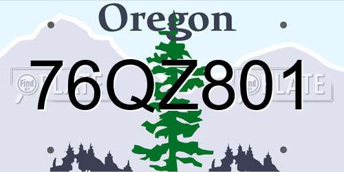 76QZ801 Oregon License Plate