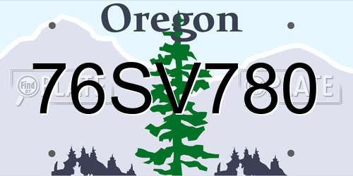 76SV780 Oregon License Plate
