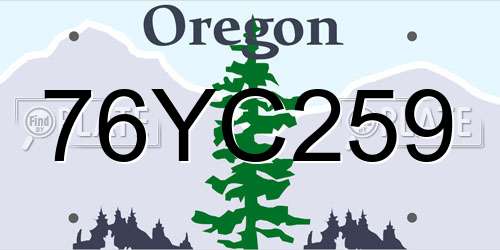76YC259 Oregon License Plate