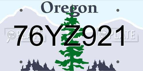 76YZ921 Oregon License Plate