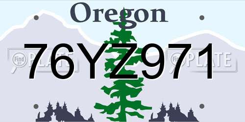 76YZ971 Oregon License Plate