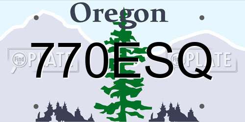 770ESQ Oregon License Plate